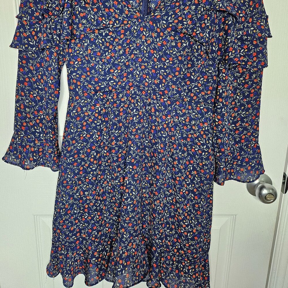 JACK by BB DAKOTA Blue Floral Mini Dress Long sleeves Size S - Picture 2 of 16